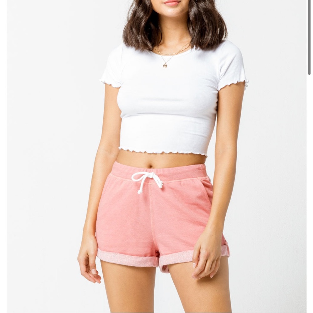 Tilly’s FULL TILT Pink Roll Cuff Womens Sweat Shorts